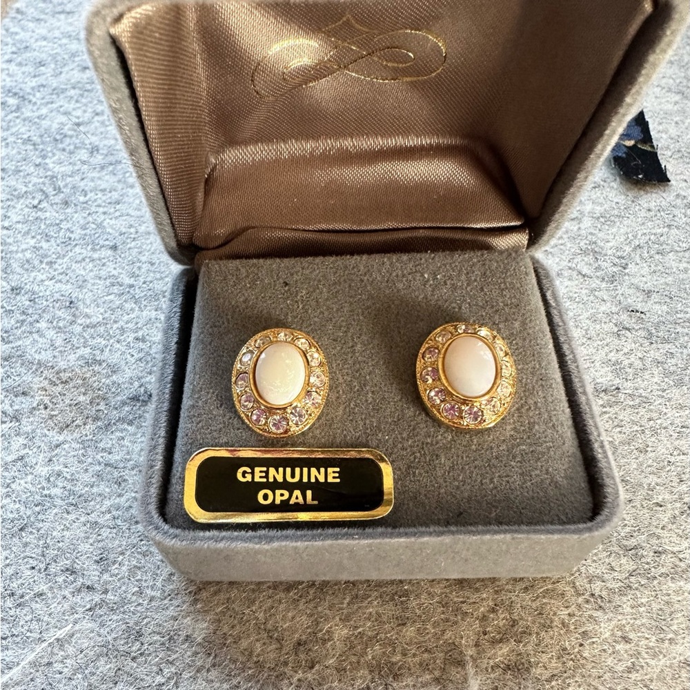 genuine opal pierced earrings